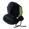 WOLF Hooded Travel Neck Pillow - Black/Green - 2 of 4