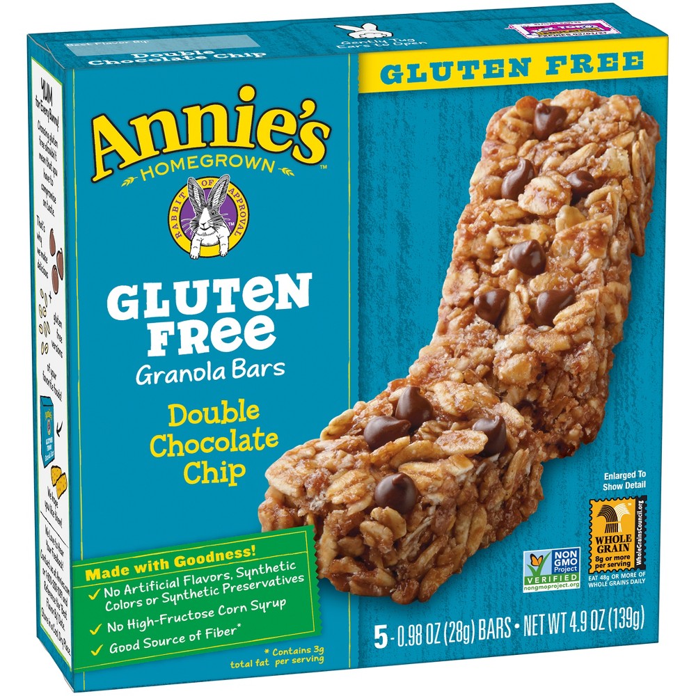 UPC 013562460502 product image for Annie's Homegrown Gluten Free Double Chocolate Chip Granola Bars - 5ct | upcitemdb.com
