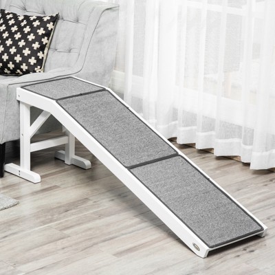 VisioGear Dog Ramp, Pet Ramp for Dogs with Non-Slip Carpet and Top Platform, White, 59.75"*15.75"*19.75"