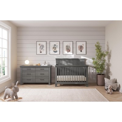 Child Craft Denman Crib and Dresser Nursery Set, 2-Piece, Includes 4-in-1 Convertible Crib and 3-Drawer Dresser (Midnight Gray)