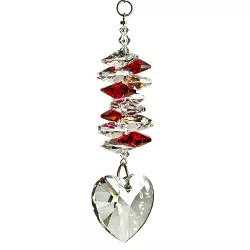 Woodstock Chimes Woodstock Rainbow Makers Collection, Crystal Heart Cascade, 4'' Ruby Crystal Suncatcher CCHY