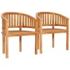 vidaXL Garden Chair Set of 2 Natural Teak Teak Wood Standard - 2 of 4
