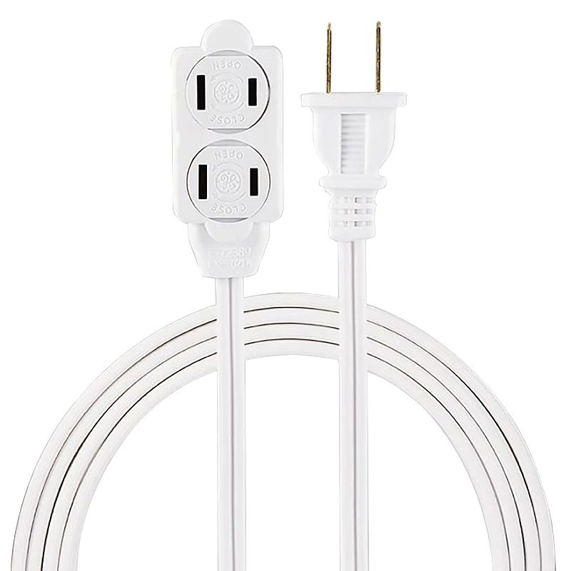 GE® 3-Outlet Polarized Indoor Extension Cord with Twist-to-Close Outlet Covers, 6 Ft., White, 51937, 1 of 11
