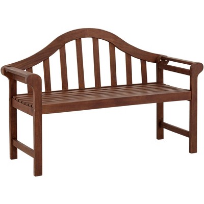 Teal Island Designs Concorde 53" Wide Dark Natural Acacia Wood Outdoor Bench