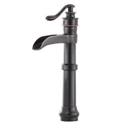 BWE Waterfall Single Hole Single-Handle Vessel Bathroom Faucet With Pop-up Drain Assembly