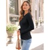 Women's Long Sleeve Knit Shirts Tops Soft Crewneck Blouse Stretch Fitted Fall Business Casual Y2K Outfits - 3 of 4