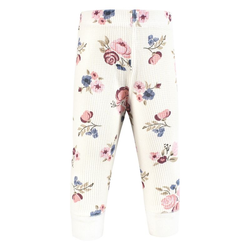 Hudson Baby Infant Girl Thermal Tapered Ankle Pants 4pk, Dusty Rose Floral, 3 of 7