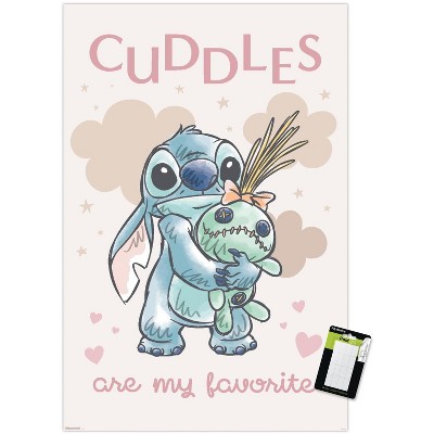 Trends International Disney Lilo and Stitch: Starry-Eyed - Cuddles Are My Favorite Unframed Wall Poster Print White Mounts Bundle 22.375" x 34"