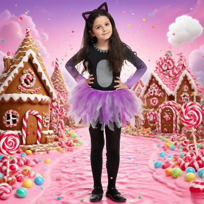 Joyfy Child Girl Tutu Cat Skirt, Toddlers Combined Animal Costume for Kids Halloween Dress Up Party