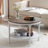 25.2in Double-layer Round Dark Walnut-colored Black-veined MDF Panel, White Wrinkled Baked Iron Frame, Industrial Style Coffee Table - 4 of 4