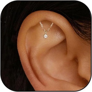Flat Back Cartilage Earrings: Hypoallergenic Forward Helix Piercing Jewelry - 1 of 4