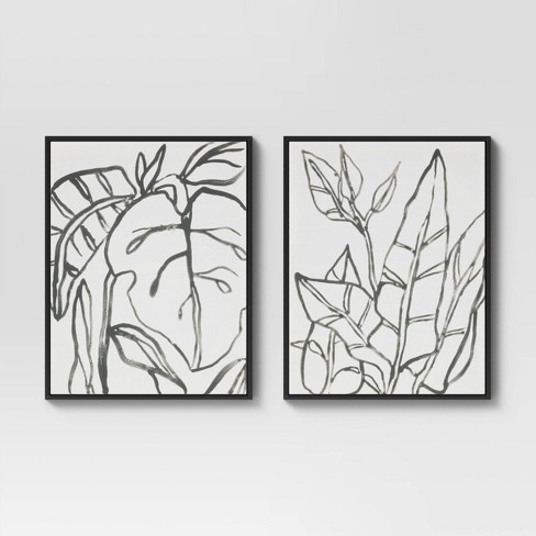 24" x 30" Botanical Sketch Framed Wall Canvas White/Black - Project 62™ - image 1 of 4