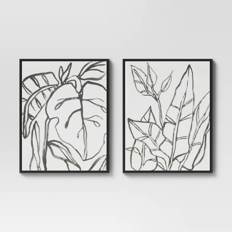 24&#34; x 30&#34; Botanical Sketch Framed Wall Canvas White/Black - Project 62&#8482;, 1 of 13