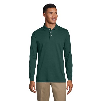 Lands' End School Uniform Men's Long Sleeve Interlock Polo Shirt