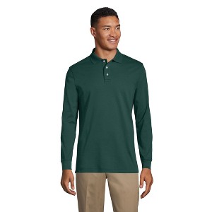 Lands' End School Uniform Men's Long Sleeve Interlock Polo Shirt - 1 of 4