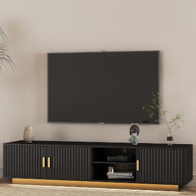 Angel Sar LED TV Stand with Charging Station, Modern Entertainment Center for 70 Inch TV