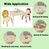 Lirago Kids Wood Table and 2 Chairs Set Children Activity Table Toddler Furniture Set Cartoon Animals Design for 3-8 Years Old Natural - 3 of 4