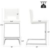 26" H Bar Stools Set of 4 - Modern PU Leather Barstools with Hollow Back, Upholstered Armless Kitchen Island Stools, White with Chrome Metal Frame - 3 of 4