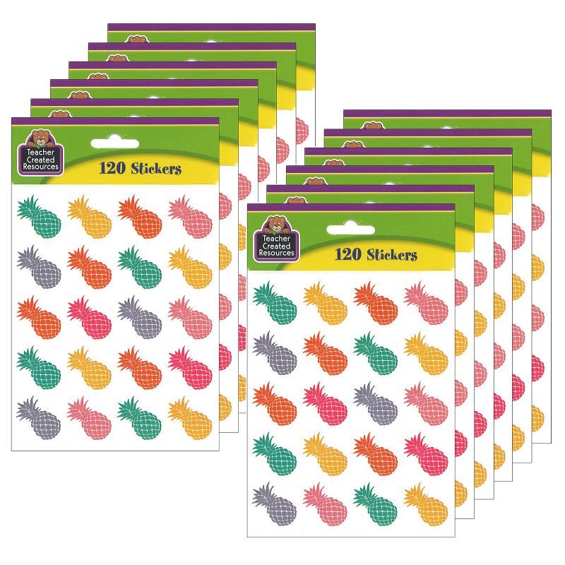 Teacher Created Resources® Tropical Punch Pineapples Stickers, 120 Per Pack, 12 Packs, 1 of 4