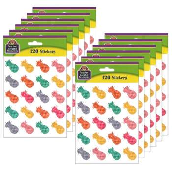 Teacher Created Resources® Tropical Punch Pineapples Stickers, 120 Per Pack, 12 Packs