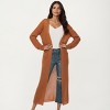 Anna-Kaci Women's Open Front Long Knit Cardigan with Pockets and Ribbed Trim Design - 4 of 4