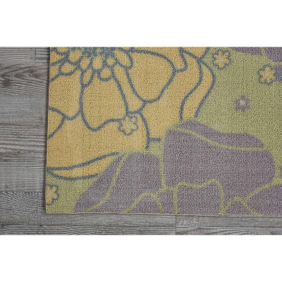 Blossom Bliss Green Floral 63'' Square Indoor/Outdoor Easy Care Rug