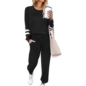 Ekouaer Sweatsuits Womens Loungewear Set Tracksuit Long Sleeve Pajamas Set with Pockets 2 Piece Outfits Lounge Sets - 1 of 4