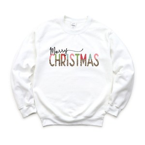 Simply Sage Market Leopard Merry Christmas Sweatshirt - S - White - 1 of 4