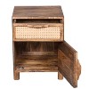 The Urban Port 23" Nightstand Woven Rattan Cabinet Door and Drawer Handcrafted Natural Brown Mango Wood Brown - 3 of 4