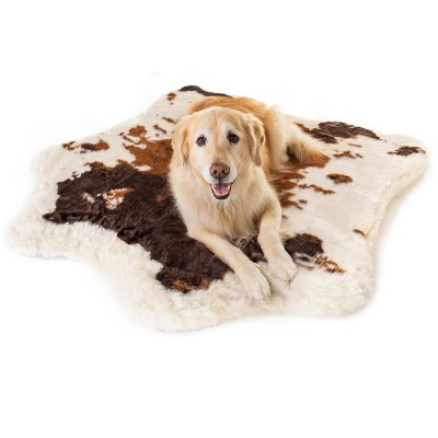 Brown Faux Cowhide Memory Foam Dog Bed Rug