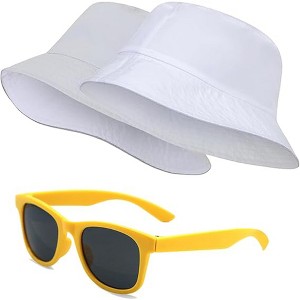 Kids Bucket Hat for Girls & Boys, Packable Fun & Cool Reversible Beach Sun Teen Toddler Bucket Hat with Sunglasses 3-14Y - 1 of 4