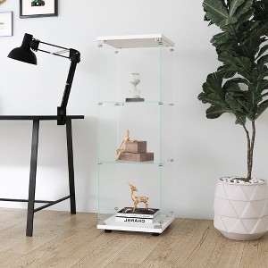 Modern Glass Display Cabinet With Clear Door Floor Standing 3-Shelf Collection Display Glass Bookshelf For Living Room Home Office - 1 of 4