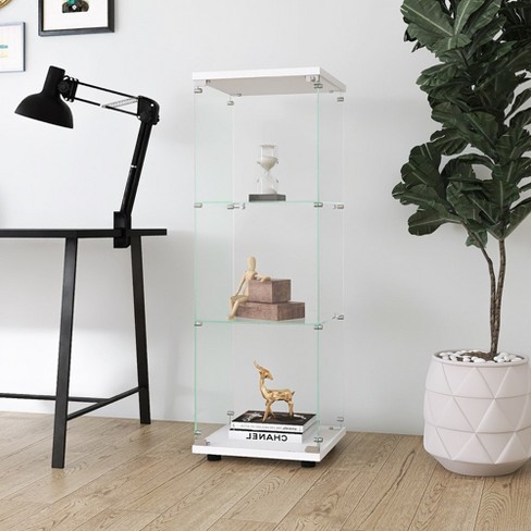 Modern Glass Display Cabinet With Clear Door Floor Standing 3-Shelf Collection Display Glass Bookshelf For Living Room Home Office - image 1 of 4