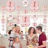Big Dot of Happiness 1st Birthday Little Miss Onederful - Girl First Birthday Party DIY Dangler Backdrop - Hanging Vertical Decorations - 30 Pieces - 3 of 4