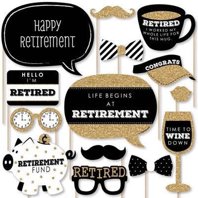 Big Dot of Happiness Happy Retirement - Retirement Party Photo Booth Props Kit - 20 Count