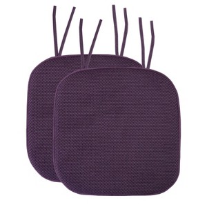 Honeycomb Memory Foam Non-Slip 16" x 16" Chair Cushion Pad with Ties by Sweet Home Collection® - 1 of 4