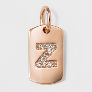 Sterling Silver Initial Z Cubic Zirconia Pendant - A New Day Rose Gold, Women