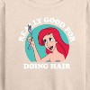 Women's - Disney Princess - Ariel Good For Doing Hair Lightweight French Terry Wide Neck Long Sleeve Shirt - 2 of 4