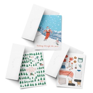 Ski Santa, Jolly Traditions, Winter Essentials Winter/Holiday/Christmas Greeting Card Pack Sets (3 ct, Assorted) by Ramus & Co - 1 of 4