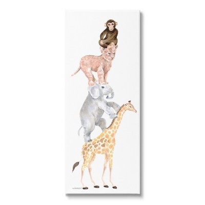 Stupell Industries Cute Stacked Jungle Savanna Animals Wildlife Standing Canvas Wall Art