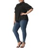 Women's Plus Size Glitter Pleated Keyhole Back Star Print Puff Sleeve Blouses - Agnes Orinda - 2 of 4