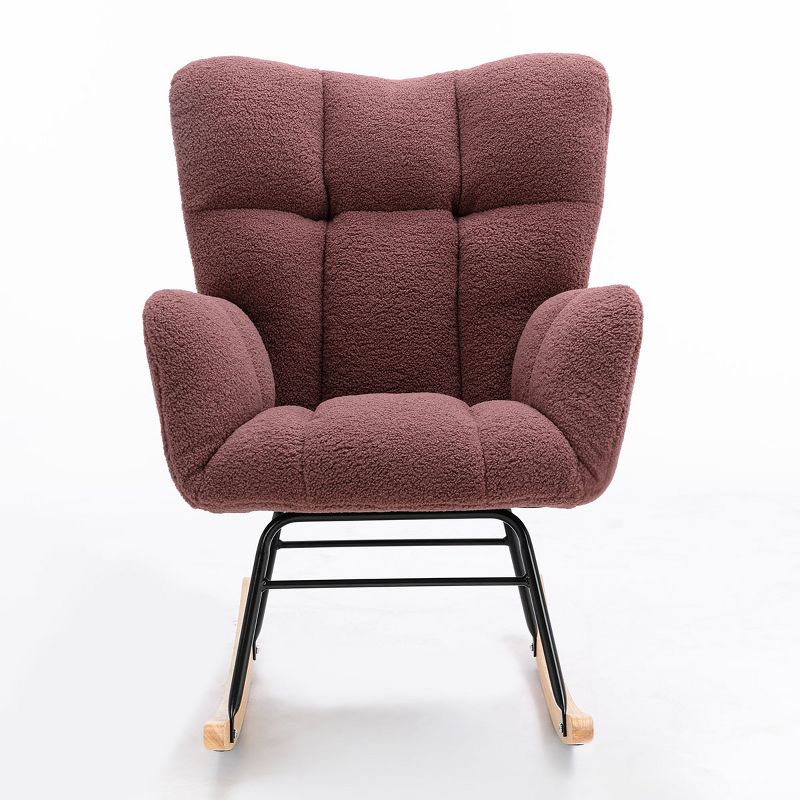 Epping Nursery Rocking Chair,Teddy Swivel Accent Chair,Upholstered Glider Rocker Rocking Accent Chair,Wingback Rocking Chairs-Maison Boucle, 2 of 11