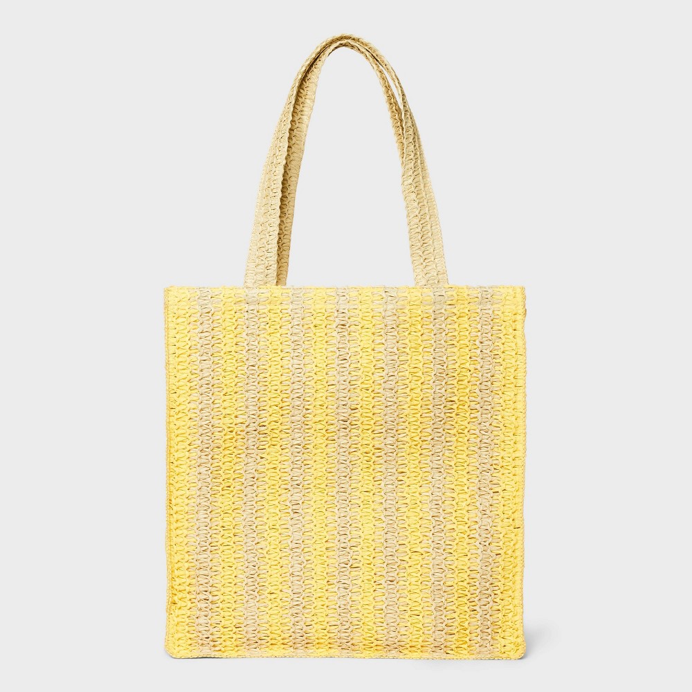 Photos - Women Bag Striped Straw Crochet Tote Handbag - Universal Thread™ Yellow