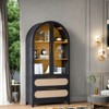 FONTOI Arched Shaped Storage Cabinet with Covered Top, 3-Tier Arched Bookcase with 2 Doors&2 Drawers, Black&Brown, 15.7"*72.8"*35" - 4 of 4