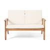 Temecula Outdoor Acacia Wood 4 Seater Chat Set with Cushions - Brown Patina/Cream - Christopher Knight Home - 4 of 4