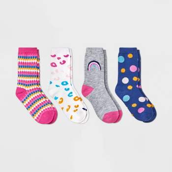 Girls' 4pk Feline Vibe Crew Socks - Cat & Jack™
