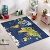 Padded Velvet Fleece Polyester Rug - Low Pile, Non-Slip, Easy-Clean, Ideal for Kids' Rooms - Antistatic, Durable - 39.5 x 59 Inches - Map - 2 of 4
