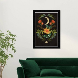 15" x 21" Flourishing Moon Floral and Botanical Framed Wall Art Print Black - Wynwood Studio: Modern Digital Art, Vertical Orientation - 1 of 4