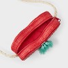Girls' Strawberry Straw Crossbody Bag - Cat & Jack™️ Red: Woven Paper Straw, Zip Closure, Shoulder Strap, Structured Design - 3 of 4