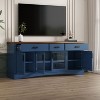 Sapphtopaz Modern TV Stand for TVs Up to 65" with Glass Doors & 3 Storage Drawers Two-Tone TV Console with Adjustable Shelves for Living Room - 4 of 4